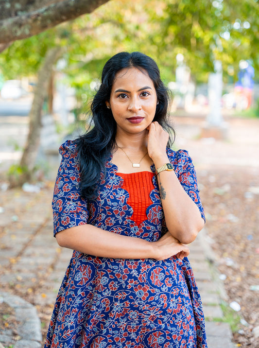 Rusticblu -Scalloped with Pintex Neck and Panel Cut Kurti