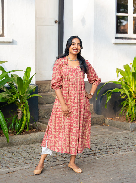 Elepink  - Elephant printed Aliacut kurti  Aliacut  Kurti