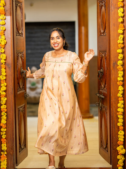 Full length 47 inch Mythili A-line festive kurti styled for Onam celebrations - Ariyaa