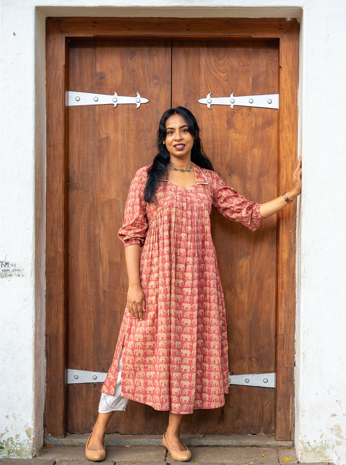 Elepink  - Elephant printed Aliacut kurti  Aliacut  Kurti