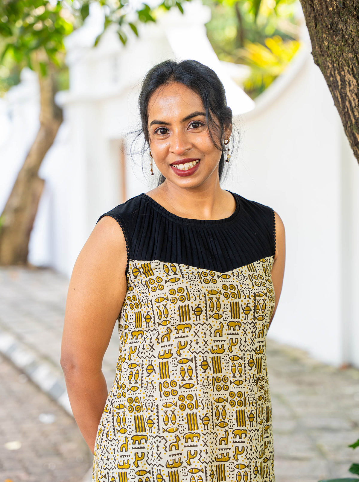 Black desert - Sandal Block Print Sleeveless A-Line Kurti