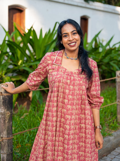 Elepink  - Elephant printed Aliacut kurti  Aliacut  Kurti