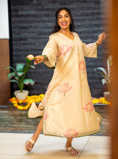 Movement shot of loose fit Mathangi kurti flaring at the hem - Ariyaa