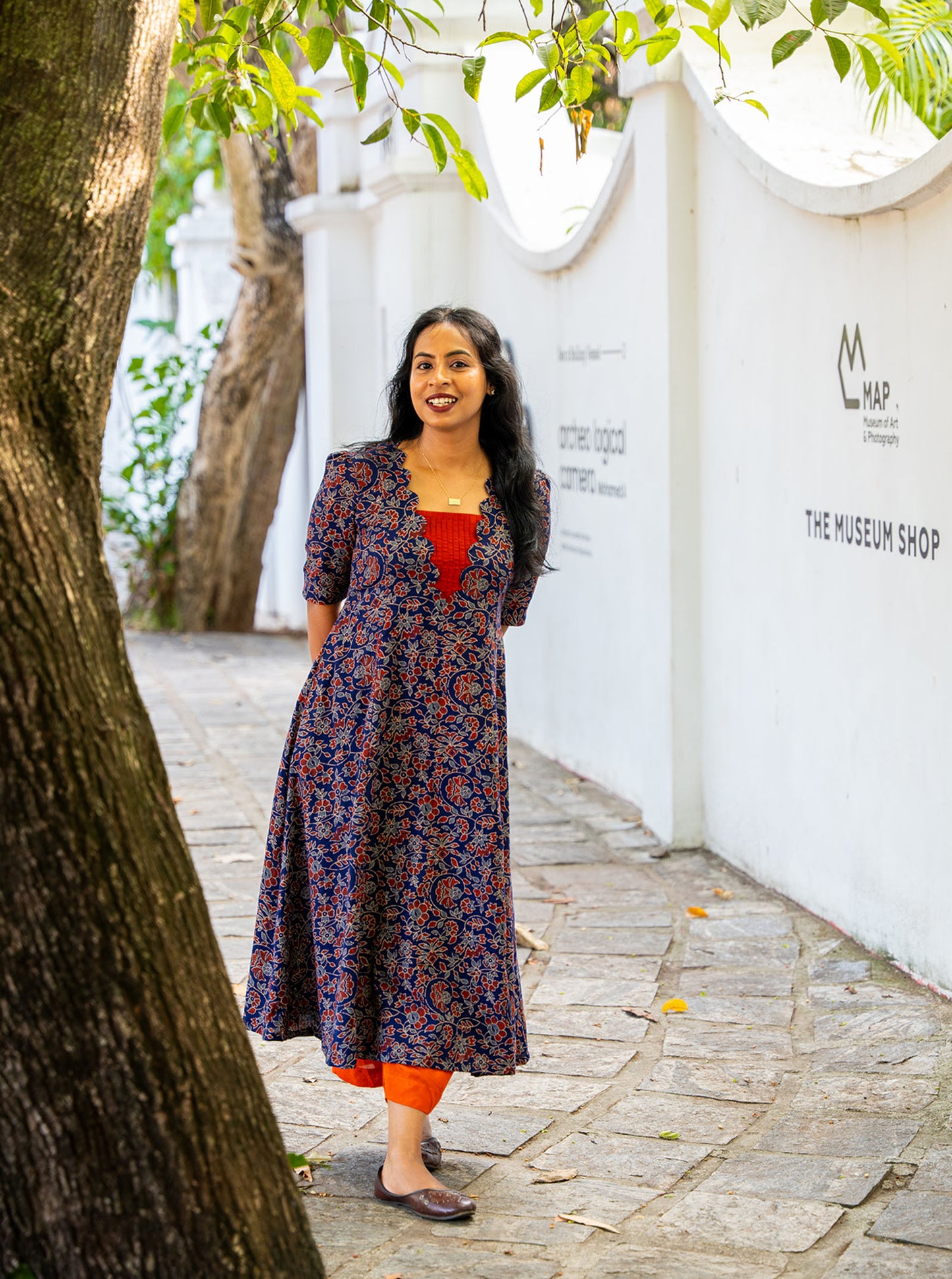 Rusticblu  -Scalloped with Pintex Neck and Panel Cut Kurti