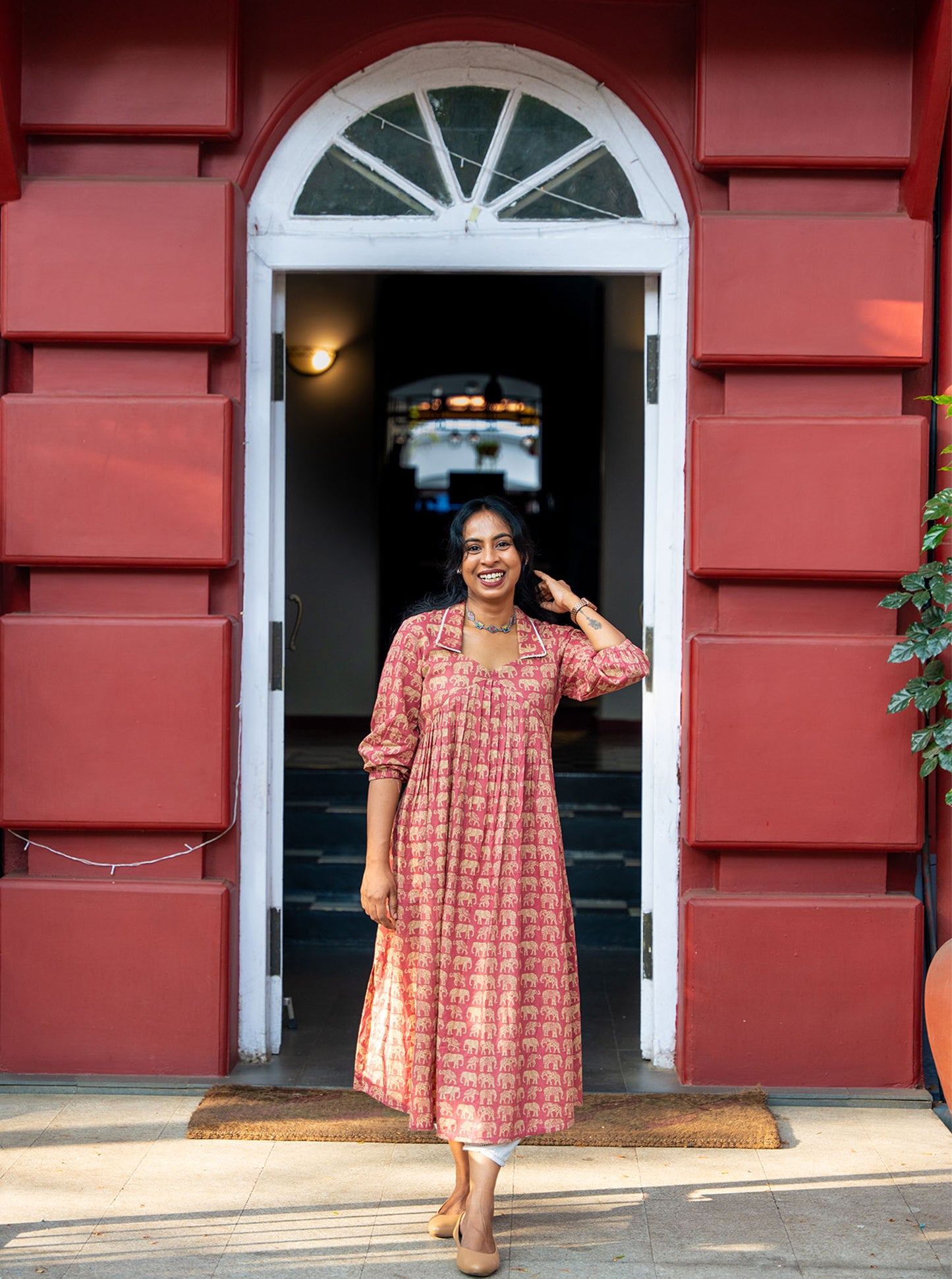 Elepink  - Elephant printed Aliacut kurti  Aliacut  Kurti