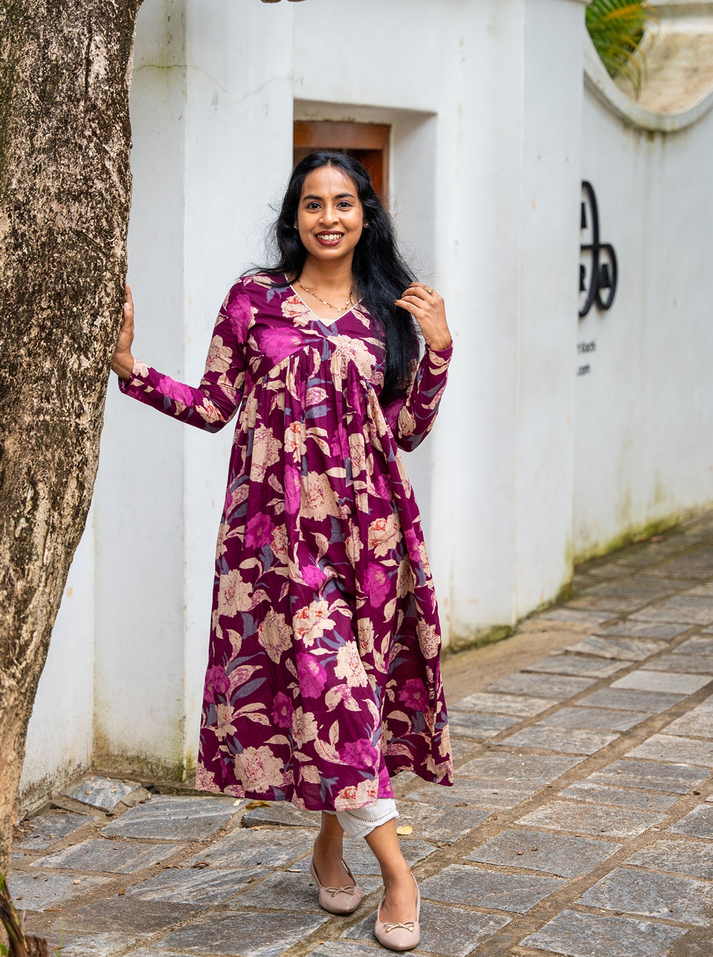 Full length purple Alia cut kurti reaching 47 inches - Ariyaa