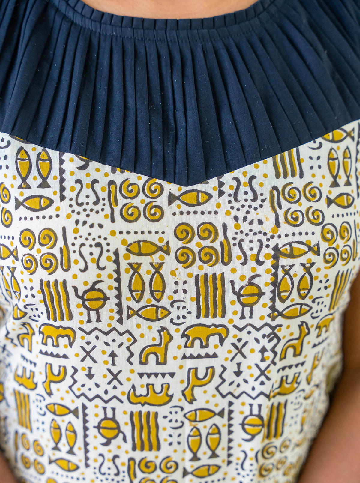 Black desert - Sandal Block Print Sleeveless A-Line Kurti