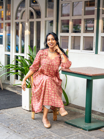 Elepink  - Elephant printed Aliacut kurti  Aliacut  Kurti
