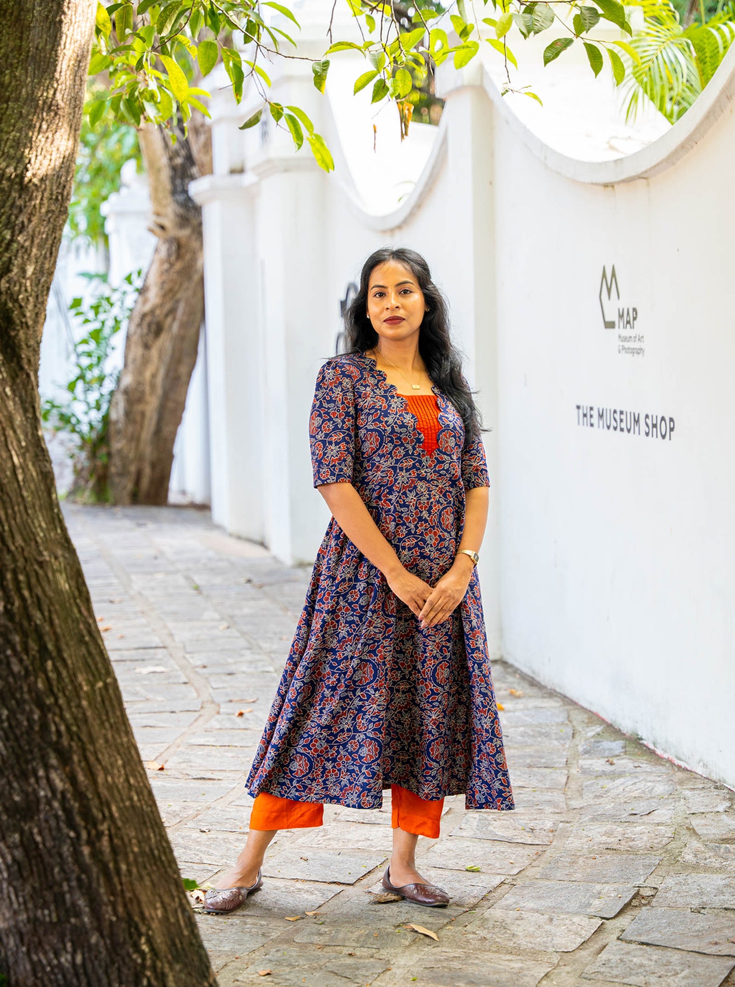 Rusticblu  -Scalloped with Pintex Neck and Panel Cut Kurti