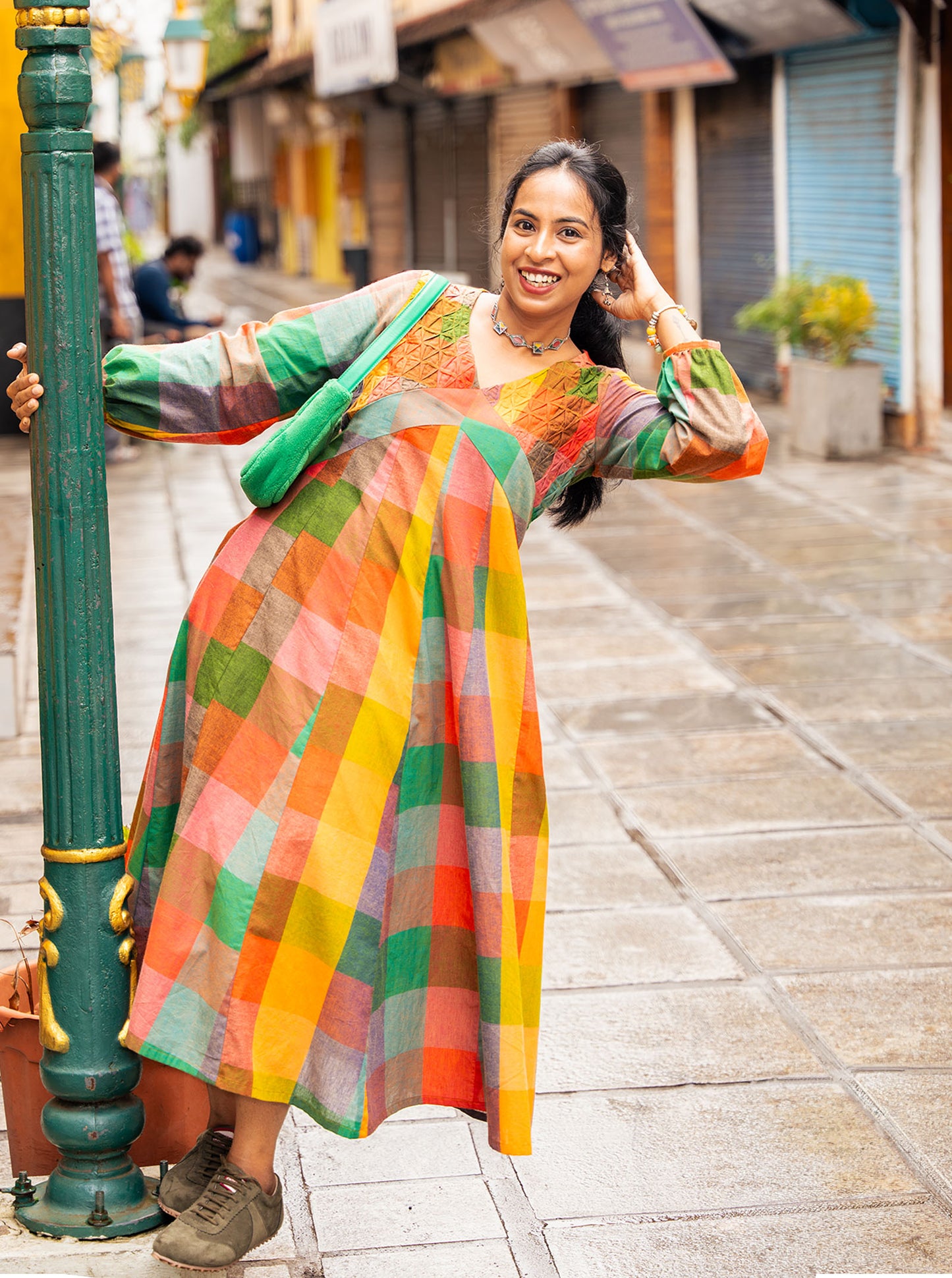 Madras Kattam checked kurti available in sizes XS to 4XL