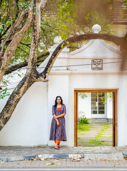 Rusticblu  -Scalloped with Pintex Neck and Panel Cut Kurti